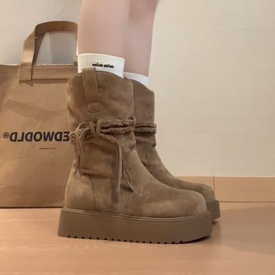 Ретро Spice Girl Узкие, но до колена, с круглым носком, рыцарские сапоги, женские, осенне-зимние, модные, универсальные, средней высоты, модные сапоги, тренд