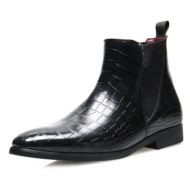 8766 Ботинки челси мужские ботинки с британским крокодиловым узором, ретро остроносые ботинки Мартин, внешняя торговля