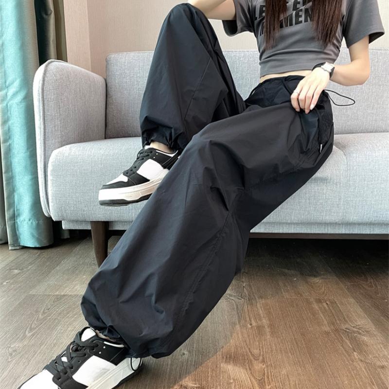 Модные однотонные свободные повседневные брюки женские уличные тонкие брюки с высокой талией и широкими штанинами офисные женские прямые спортивные брюки Harlan женские 24273