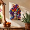 Day of The Dead Wall Decals Skull Fairy Feathers Floral Sticker, Themed Versatile DIY Room Decoration PVC Decals, Waterproof Colorful Art Sticker for