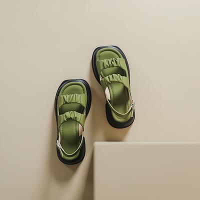 Женские босоножки лето 2025 новые на толстой подошве с ремешком через палец римские универсальные женские туфли уличные на платформе пляжные туфли