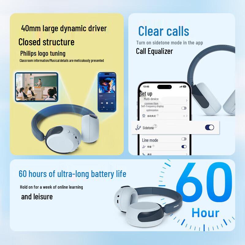 Philips TAK5500AL Детская беспроводная Bluetooth-гарнитура для учебы с охватывающими амбушюрами