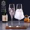 Wedding Champagne Flutes for Bride and Groom, Romantic Love Toast Glasses Set, Crystal Clear Glassware for Wedding Reception, 2-Pack