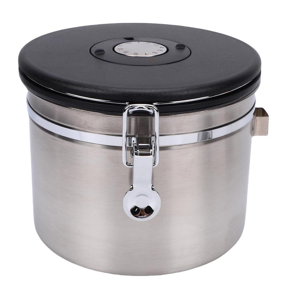 Coffee Canister 2.5L Airtight Stainless Steel Kitchen Food Storage Container with Lid Date Tracker Scoop for Grounds