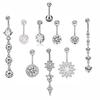 10pcs Set Zircon Navel Navel Opal Navel Ring Navel Buckle Piercing Jewelry 