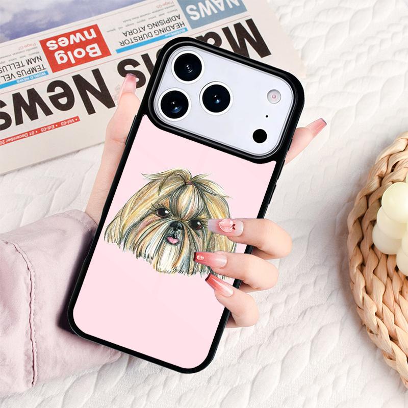 Мультяшный чехол для телефона с собакой Ши-тцу для IPhone 17 16e 15 14 13 12 11 Pro Max Air Mini Мягкий защитный чехол
