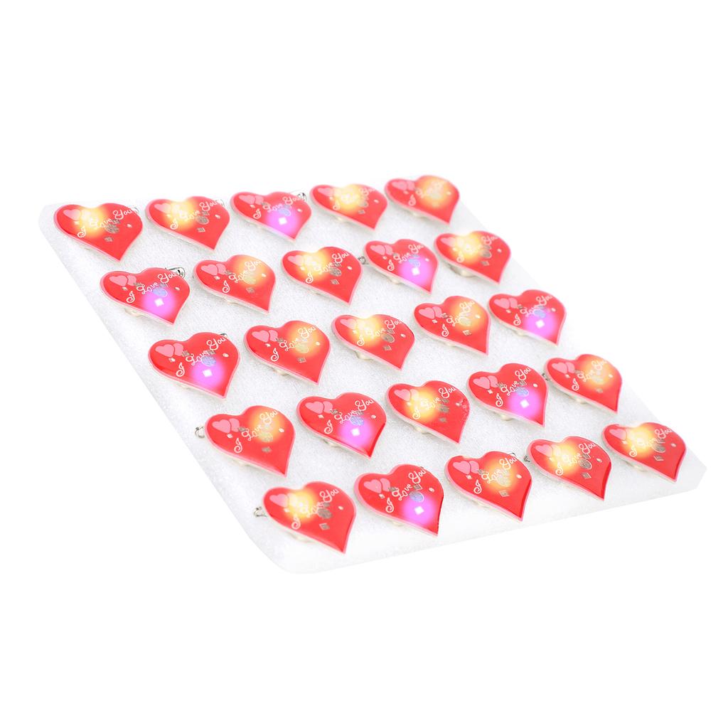 25pcs Heart Shaped Cute LED Christmas Brooches Pin Badge for DIY Craft Clothing Decor Party Favors