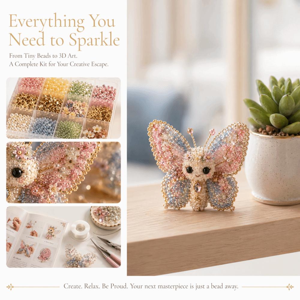 Animal Shape 3D Beaded Animal Kit Tiny Beads DIY Bead Craft Kit Handmade Bead Art Kit Home Decor