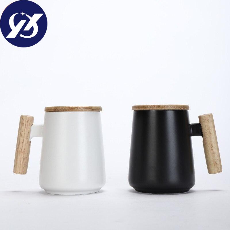 Ceramic Large Capacity Coffee Mug with Wooden Handle Office Water Tea Cup Milk Mug Drinkware