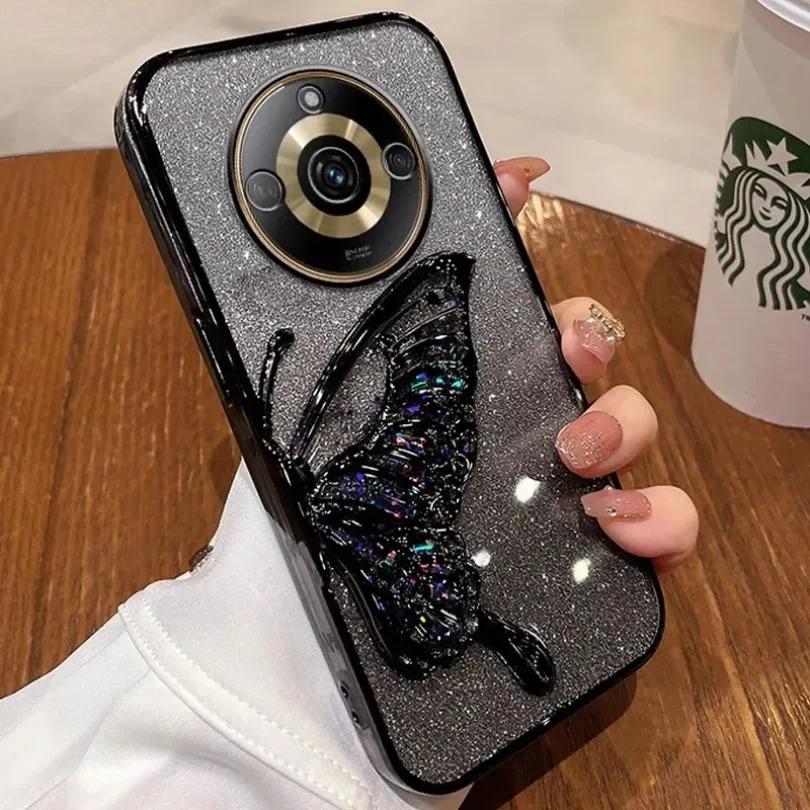 Realme11 Pro+ 5G Case Luxury Quicksand Butterfly Glitter Case For OPPO Realme 11 12 Pro Plus 10 Shockproof Cover Realme11pro