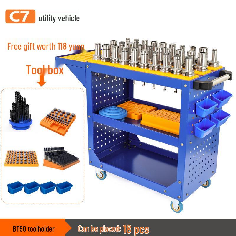 BT40/HSK63 CNC Tool Cart: Hand-Push Storage for Machining Centers