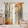 2pcs,2D Plane Printing Curtain Popular Autumn Symphony Versatile Polyester Fabric (without Rod) Holiday Use for Living Room,