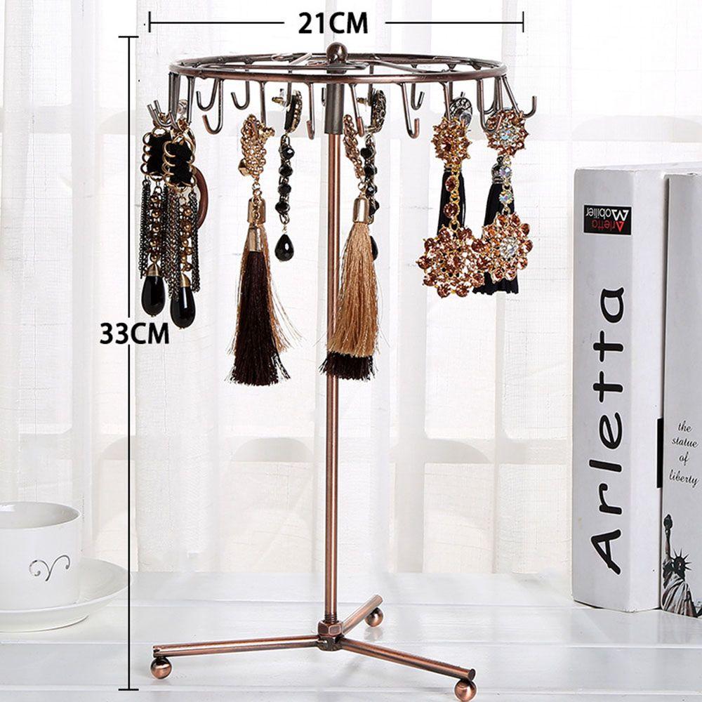 Hooks Earrings Rack Rotating Home Decoration Display Stand Jewelry Storage Rack Desktop Organizer