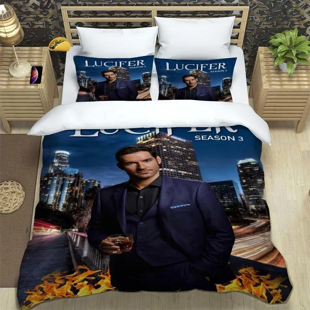 Lucifer Season Bedding Set Boys Girls Twin Queen Size Anime Duvet Cover Pillowcase Bed Kids Adult Fashion Home Textileextile