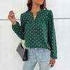 Spring and Autumn Women's Shirt Long Sleeve Polka Dot Design Shirt Top