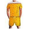 Summer Casual Pullover Sportswear Suit Beer 3D Printed Men's T-shirt Suit
