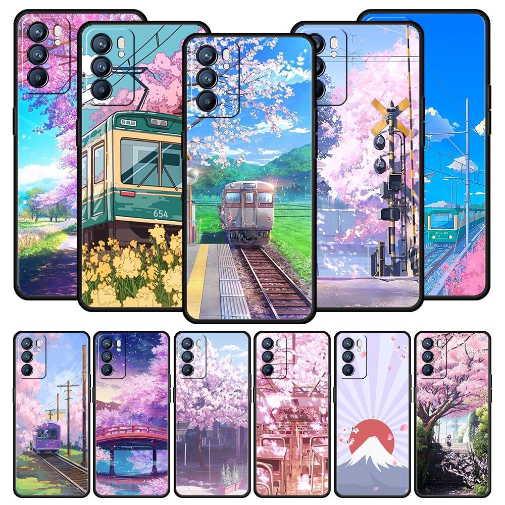 Чехол Cherry Traint Moun Fuji для Oppo Find X6 X5 A54 A53 A52 A9 2020 A15 A95 A17 A16 A76 A74 A57 Reno7 Reno6 Pro Plus 5G