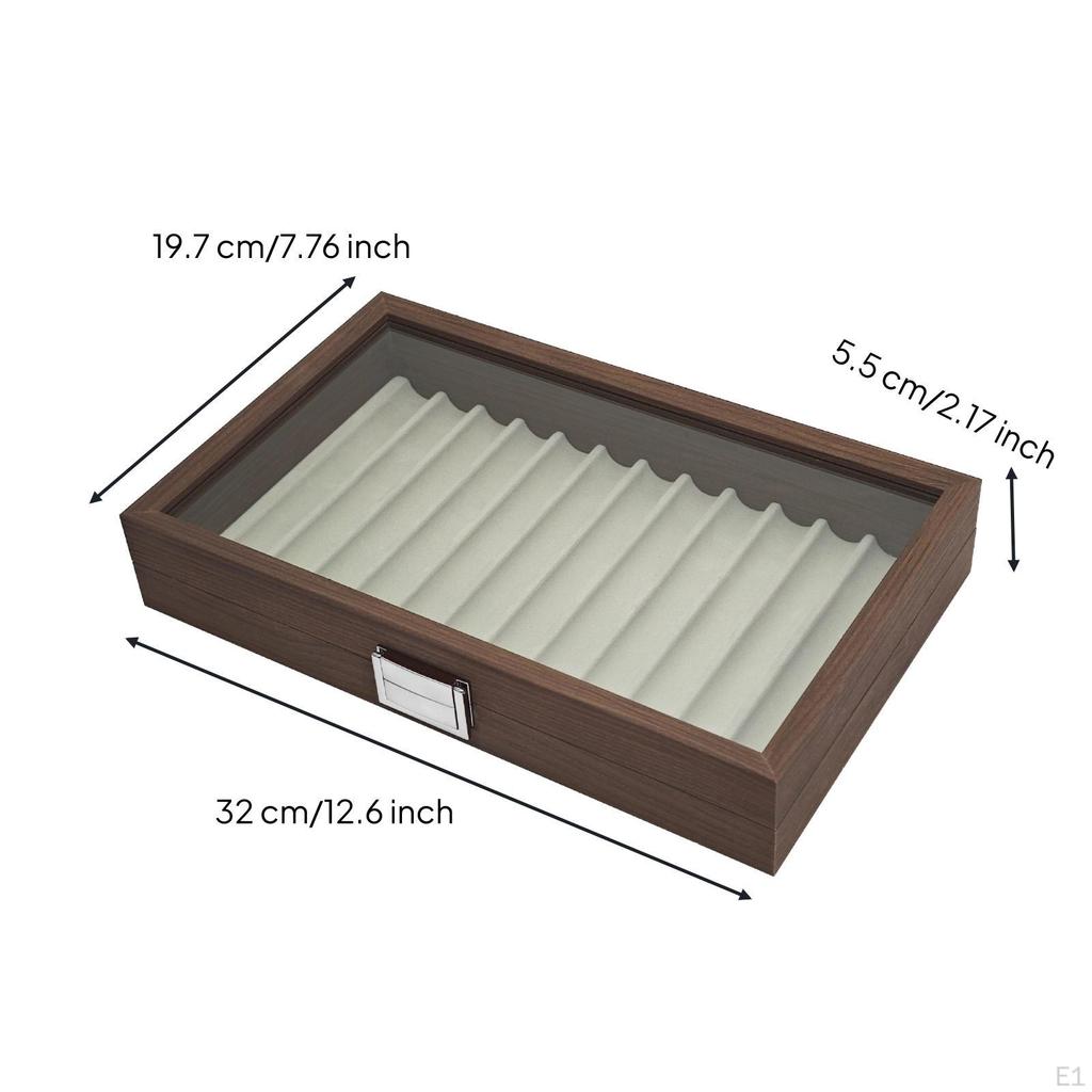 Деревянный бокс-витрина для ручек, 12 ячеек, для коллекционеров, профессионалов, на стол, в офис. Орех.