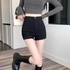 2024 Женские шорты-костюм с высокой посадкой, черные - Универсальные, облегающие бедра, повседневные шорты