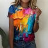 Смелый и выдающийся внешний вид креативная женская футболка повседневная мода удобный узор многоцветная футболка с коротким рукавом