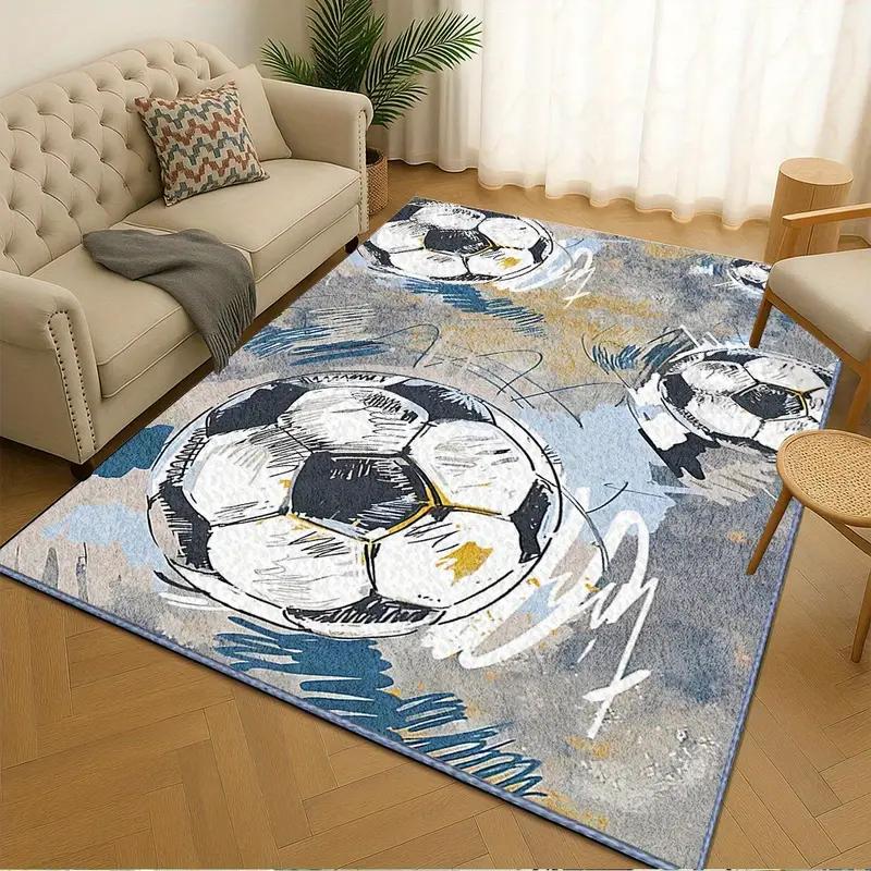 3D Ball Soccer Carpet Living Room Floor Mat Non Slip Bedroom Doormat Washable Home Hallway Area Decor Rug  Kids Play Area Rug