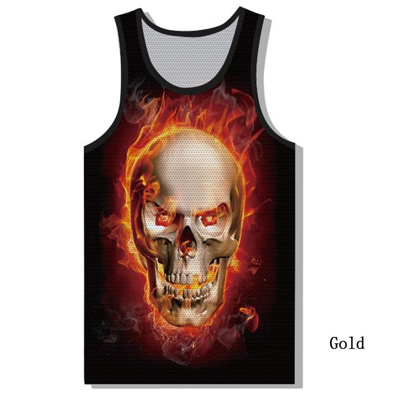 Премиальное качество Графический 3D принт Череп Мужская майка для тренажерного зала Мышцы Спорт Фитнес Майки