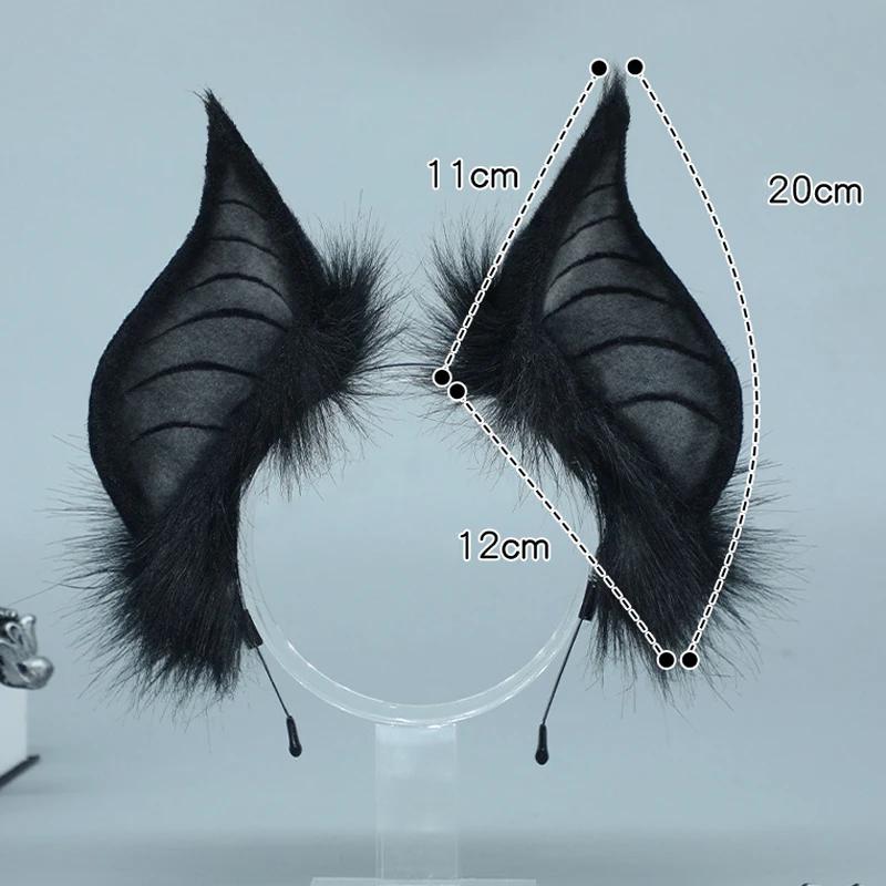 Cute Handmade Faux Fur Bat Ears Headband Halloween Christmas Cosplay Party Costume Accessories Masquerade Party Headdress