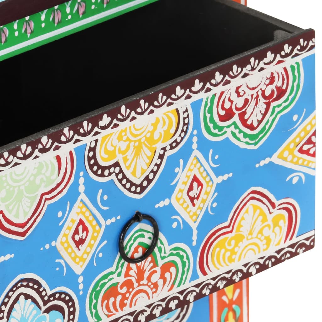 Hand Painted Nightstand 40 x 30 x 50 cm Solid Mango Wood