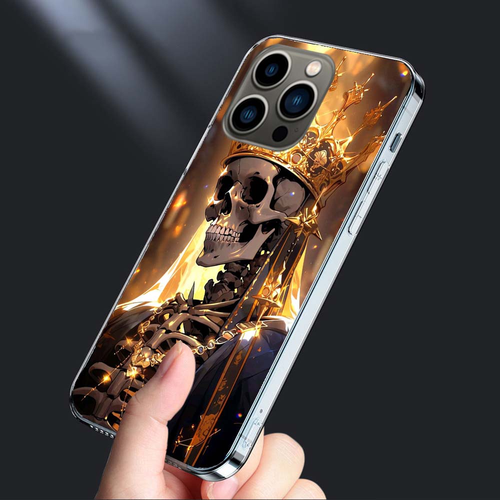 Чехол-бампер 'Скелет Короны Императора' для iPhone 16E 15 Pro 14 Plus 17E 16 17 Pro Max Air 11 12 13 Mini Ударопрочный Capa Милый Cove
