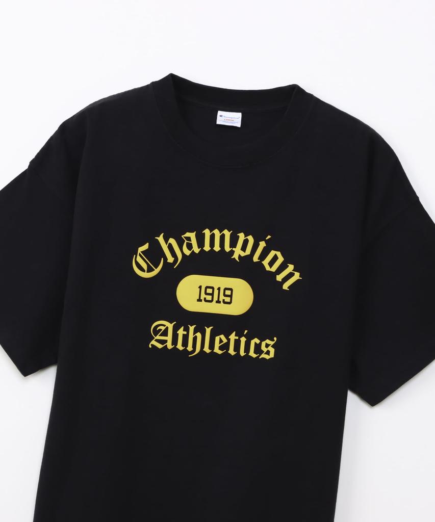 Champion Casual Short Sleeve Crew Cotton Relax Graphic Logo Stone Bio Men's T-Shirt, Neck, 100% USA, Fit, Print, Wash, Black, C3-B323
