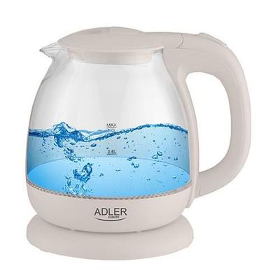 Bouilloire Électrique En Verre - ADLER - 1 Litre - 900-1100W - Base Rotative 360° - Fond Plat