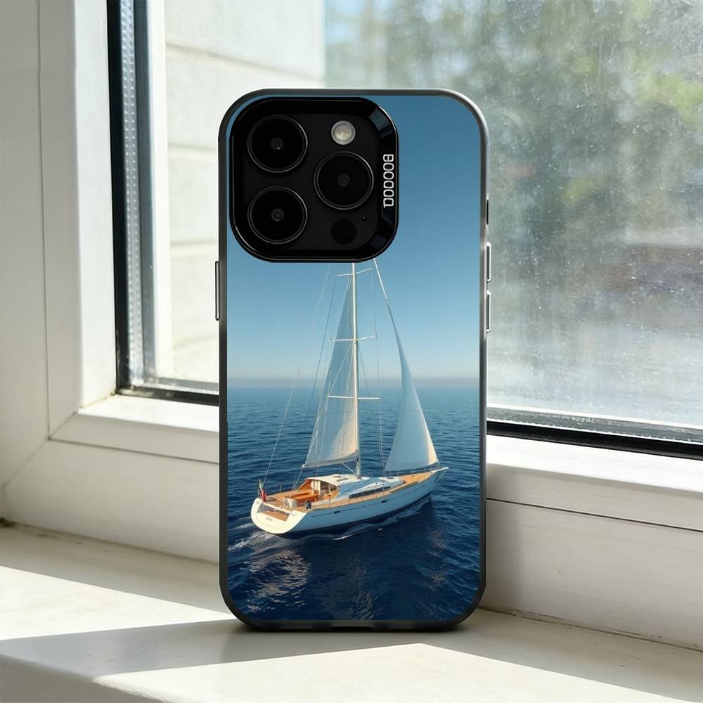Чехол для телефона Парусник B-Boat Для iPhone 17,16,15,14,13,12,11 Plus,Pro Max,XS,Красочный Серебряный Чехол для телефона Funda Cover