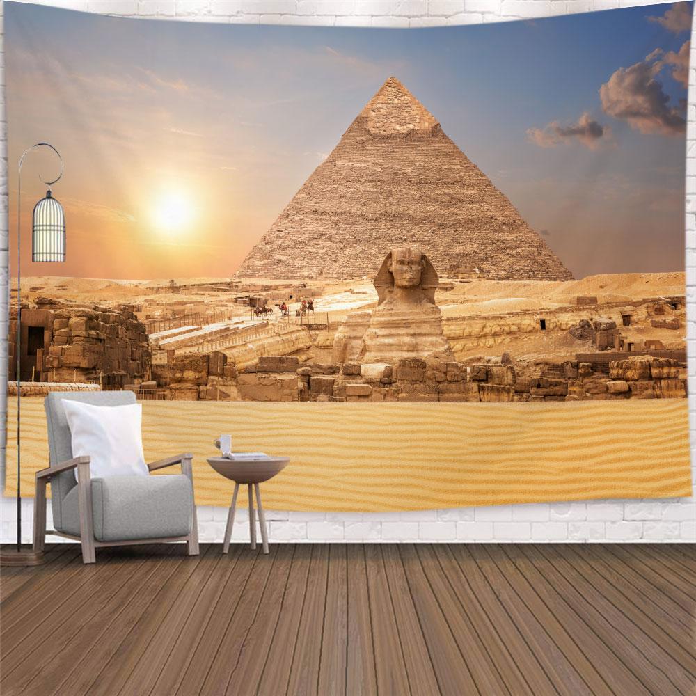 Egypt Travel Tapestry Wall Hanging Egyptian Sacred Pyramid History in Desert Nature SunshineHome Decor Tapestries Wall Blanket