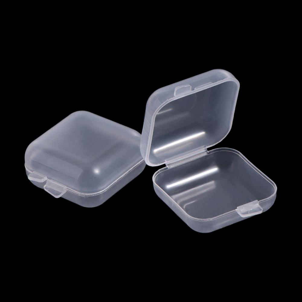 100 Pcs Finishing Jewelry Storage Case Transparent Square Plastic Case Earring Ring