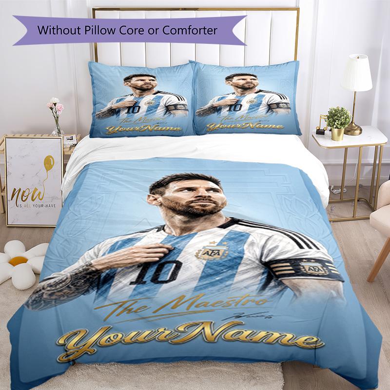 Messi 315 Customize your name Bedding Set Breathable Duvet Cover with Pillowcases Home Decoration Birthday Gift