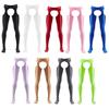 Mens Glossy Mid Waist Pantyhose Elastic Waistband Crotchless Cutout Design Skinny Leggings Sheer Clubwear Tights
