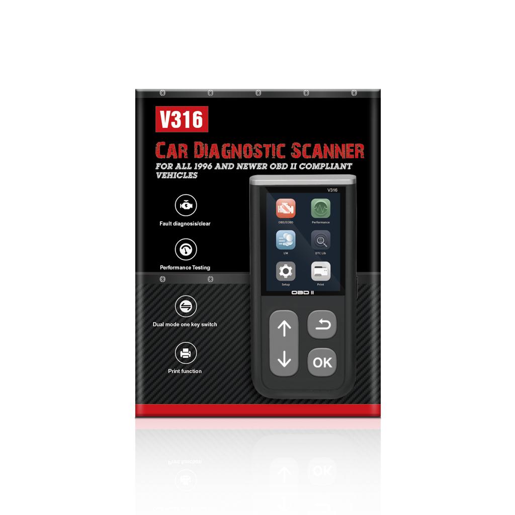 Сканер V316 OBD2 Считыватель автомобильных кодов с Bluetooth, неисправность двигателя, считывание кодов, очистка кодов, просмотр данных стоп-кадра, проверка готовности I/M, диагностическое сканирование CAN