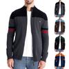 Мужской зимний цветной трикотажный топ с воротником-стойкой и застежкой-молнией с длинным рукавом