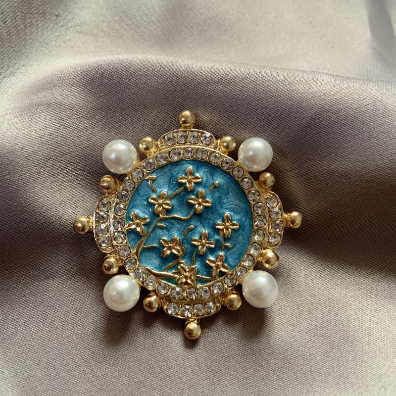 Ретро-эмалевая брошь в стиле Ван Гога: Аксессуар для корсажа с бриллиантами в виде абрикосового подсолнуха, солнца и луны