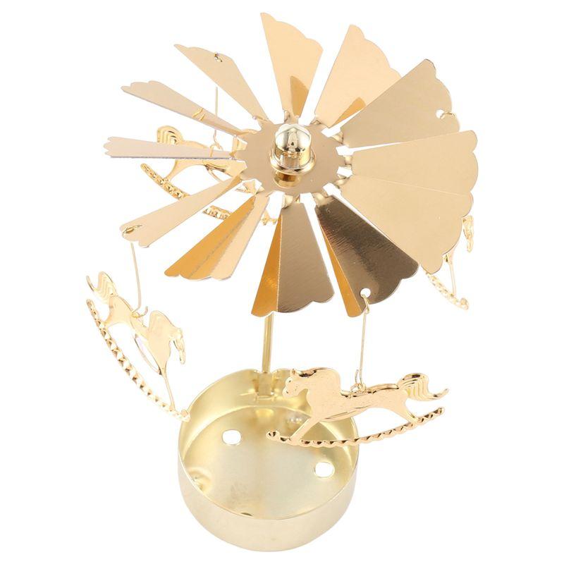 ABBY-2PCS Gold Metal Candle Holders Room Decoration Rotating Candle Holders Gold Hot Rotating Candle Holders Ornaments