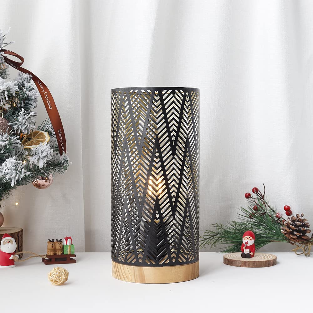 JHY DESIGN Светодиодная настольная лампа на батарейках, высота 19 см, стильное непрямое освещение, декоративная лампа, ретро-стиль, деревянное основание, подходит для спален, Ja