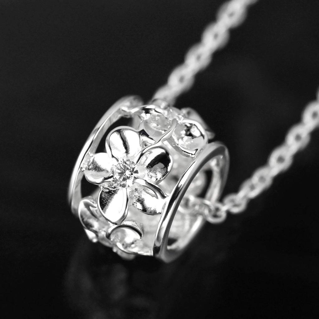 Гавайские украшения ожерелье с подвеской в виде бочки плюмерии, серебро 925 пробы [Leilani] (с цепью)