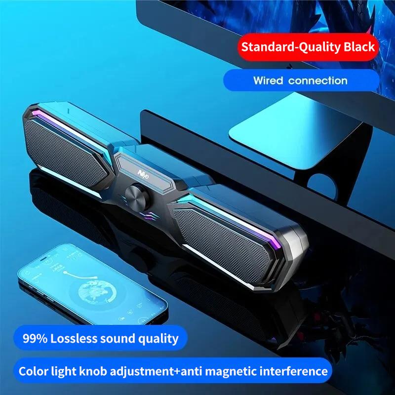 LED Computer Speakers TV Sound Bar Bluetooth Speaker AUX USB Wired and Wireless Home Theater System Sound Bar PC Soundbar RGB