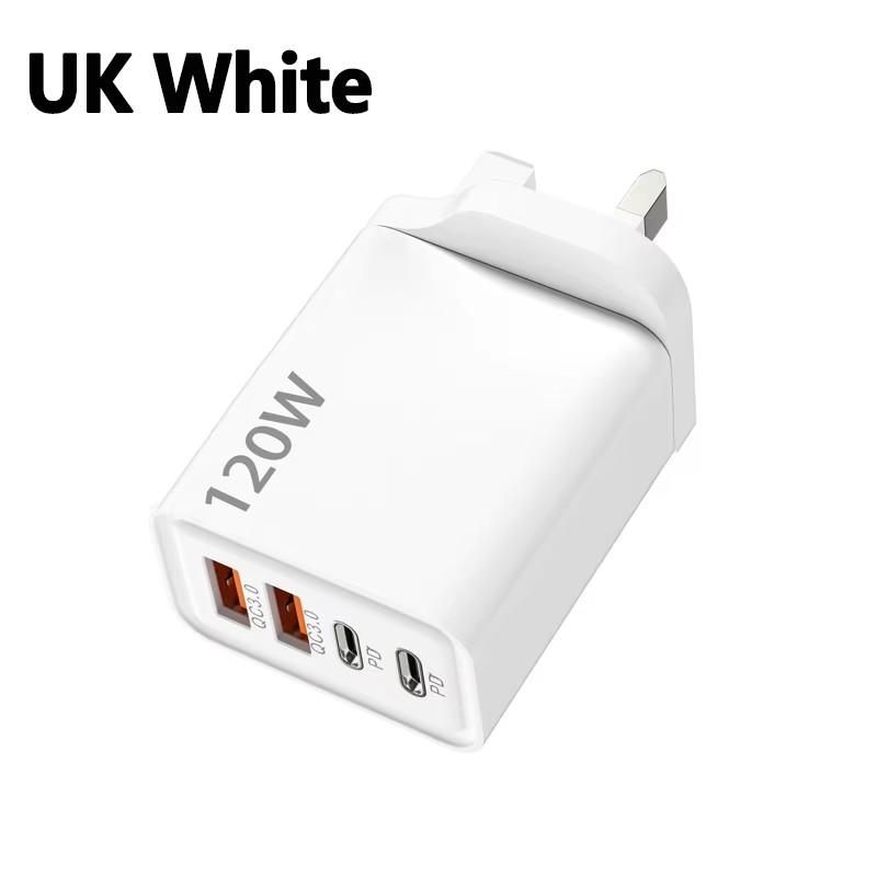 Зарядное устройство 120 Вт USB C PD Быстрая зарядка 4 порта Charge 3.0 Type C USB Зарядные устройства для телефона Адаптер быстрой зарядки Для iPhone Samsung Xiaomi Huawei