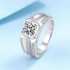 S925 Sterling Silver Men's Ring Plated with Pt950 Platinum Ring Four Claws Inlaid with 1 Carat Moissanite Ring Wedding Ring Engagement Diamond Ring
