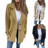 Женское зимнее шерстяное пальто, повседневный свободный кардиган с лацканами и карманами-обманками на пуговицах