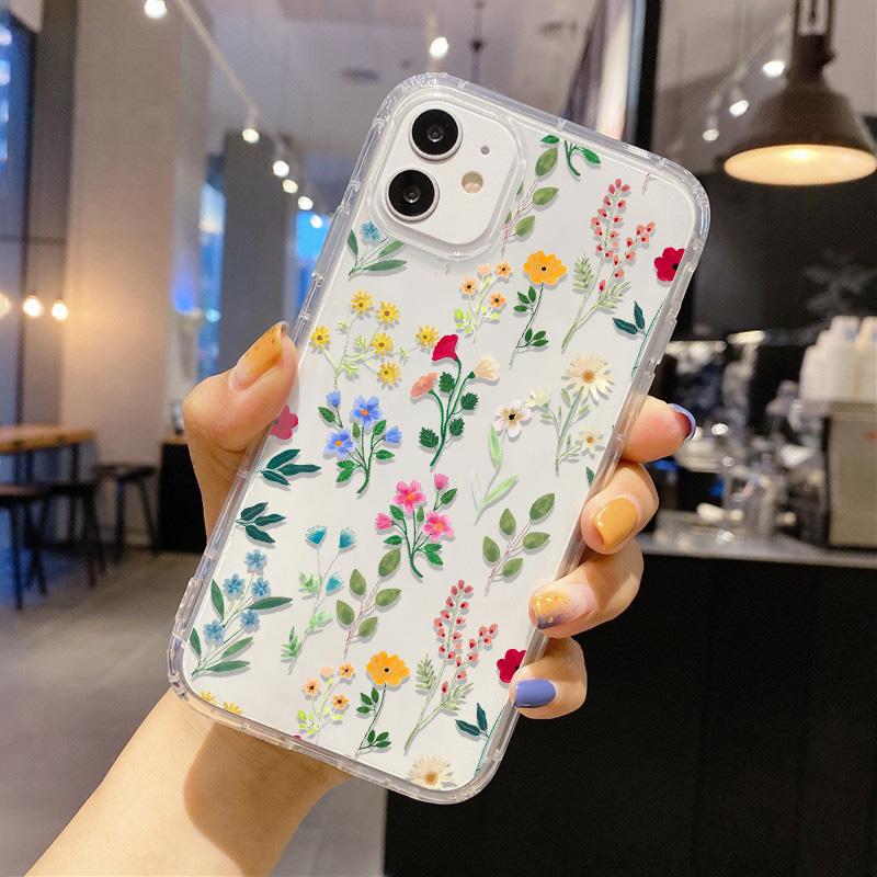Цветочный чехол для iPhone 17 Pro Чехол iPhone 14 15 13 11 12 16 Pro Max Air 7 8 Plus XR SE Мягкий силиконовый прозрачный чехол