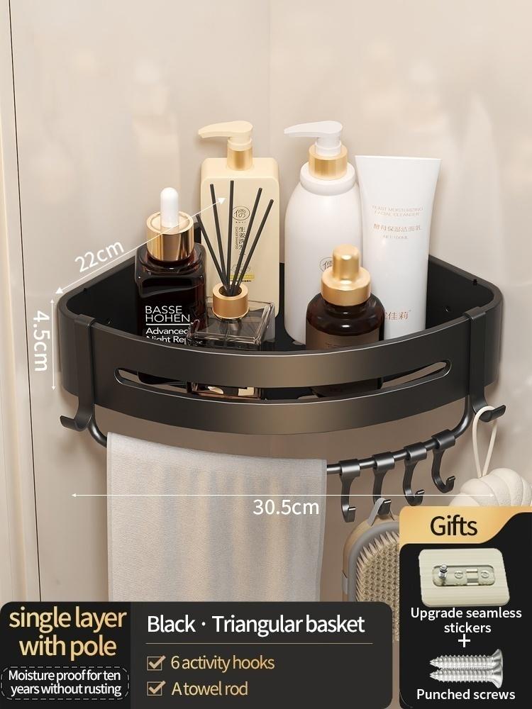 Нет необходимости сверлить стены для установки Алюминиевая полка для ванной Полки Подставка для шампуня Держатель для хранения Кухонный органайзер Настенная полка