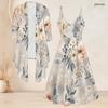Women Plus Size Two Piece Outfit Long Sleeve Open Cardigan Cami Maxi Dress