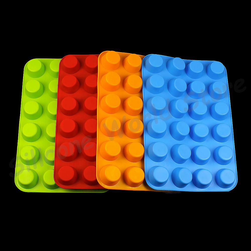 Silicone World Силиконовые формы для выпечки 24 ячейки Мини-формочки для маффинов Мыло Печенье Пуф Форма для димсамов Форма для кексов Противень Инструменты для выпечки